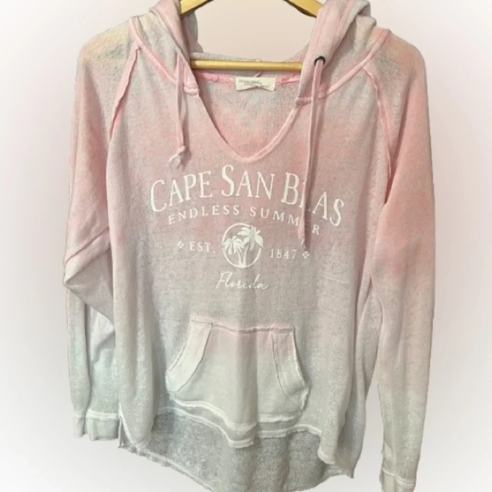 Ocean Drive Cape San Blas Florida Women's Pink Hoodie Sweatshirt Size Large
